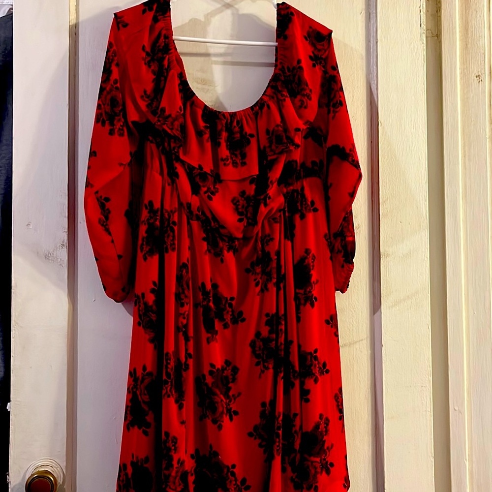 Woman’s Red and Black Dress in size 0. Only worn once. 100% Polyester